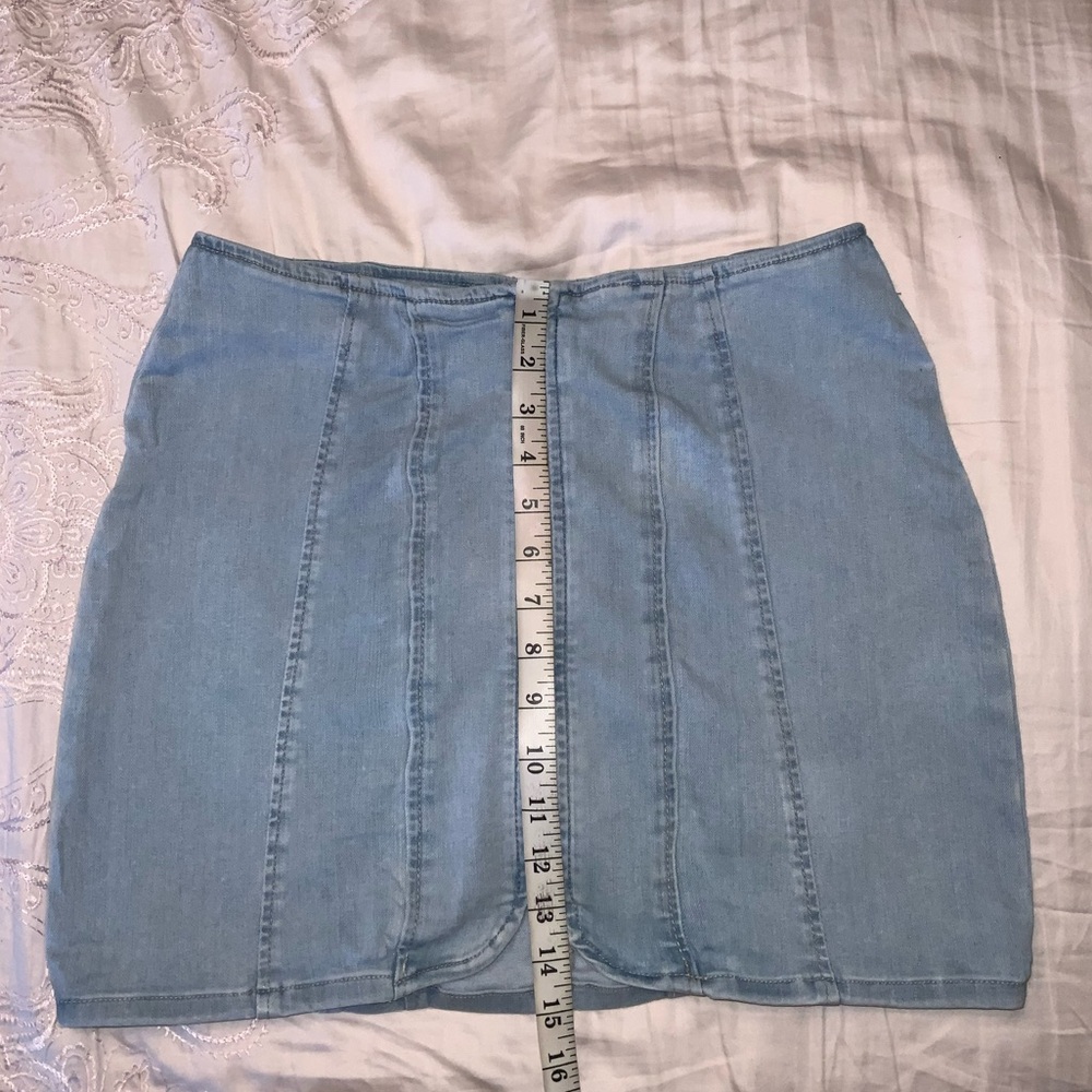 Free People We The Free Layla Zip Denim Mini Skirt Light Wash Size 8 - Picture 5 of 8